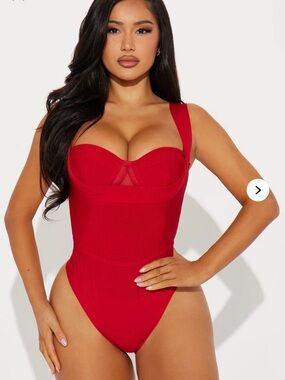 Fashion Nova Red Bustier-Style Bodysuit